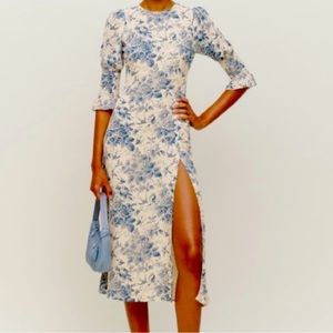 Reformation Carolena Floral Midi Dress Pompadour Size 8